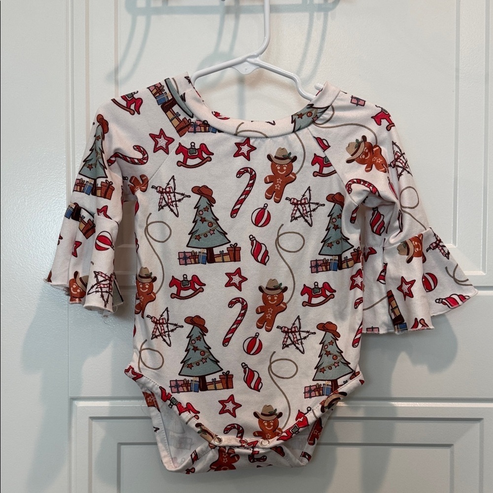 Festive western cowboy Gingerbread and Holiday Print Bodysuit